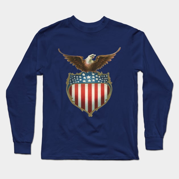 Vintage Eagle with American Flag Long Sleeve T-Shirt by MasterpieceCafe